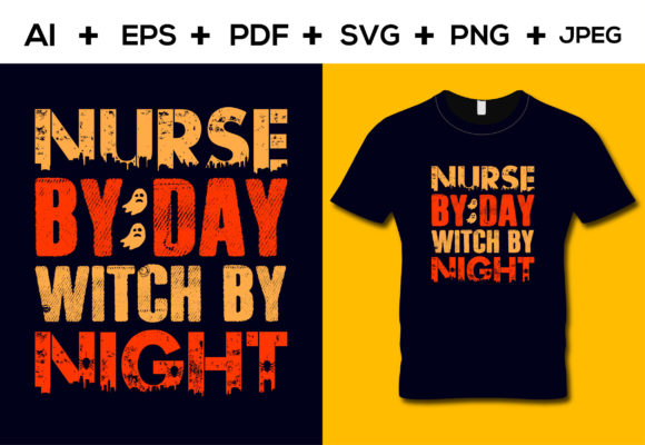 Nurse by Day, Witch by Night T-Shirt Design