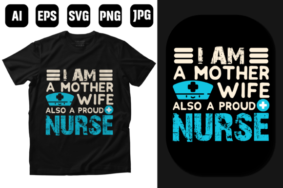 Proud Nurse T-Shirt Design for Embroidery
